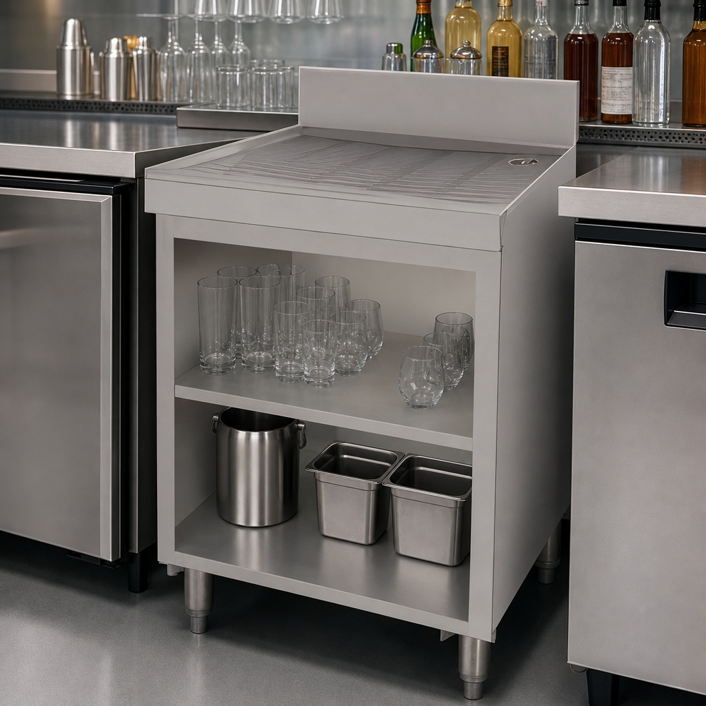 Open Cabinet Base with Mid-Shelf