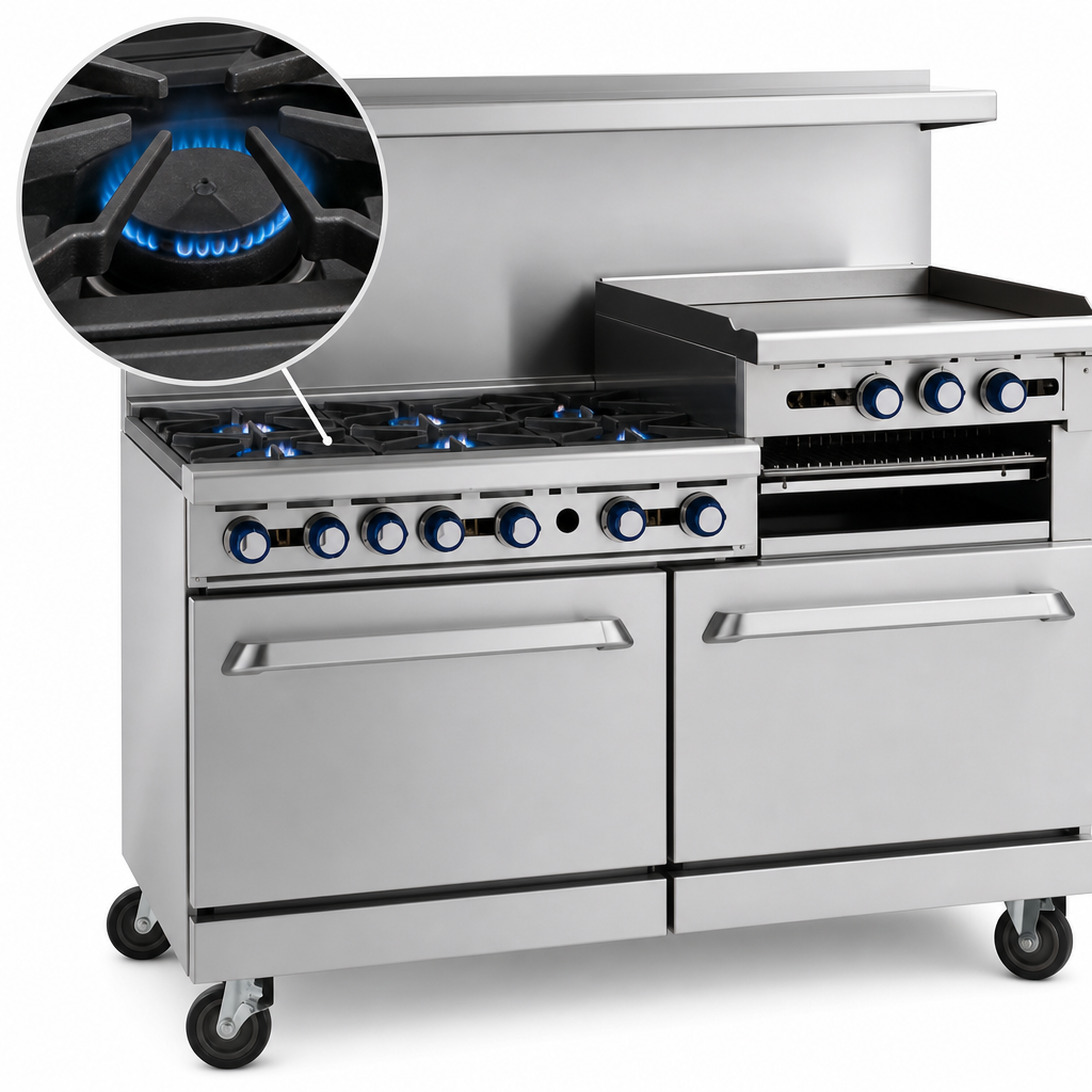 Four Open Burners with Pilot Lights