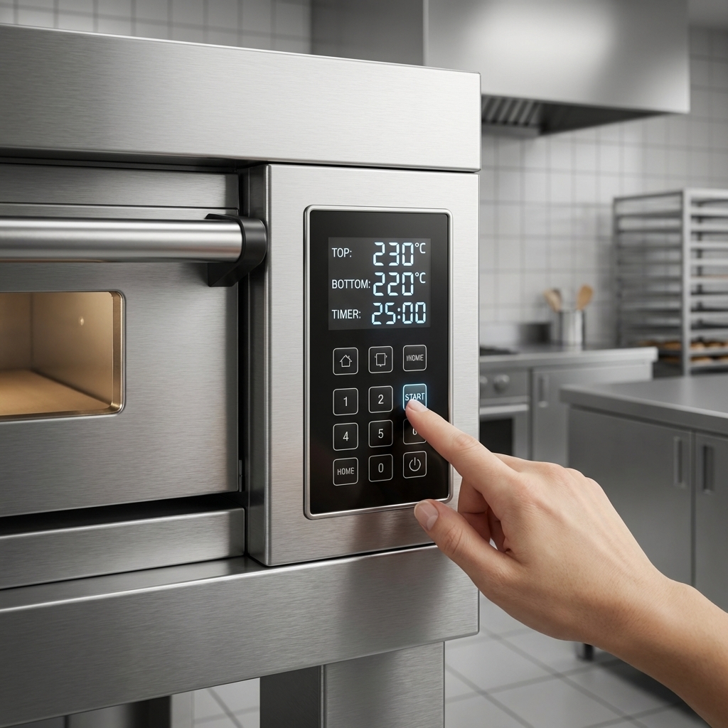 Effortlessly achieve optimal baking conditions with the oven's precise and intuitive digital controls.