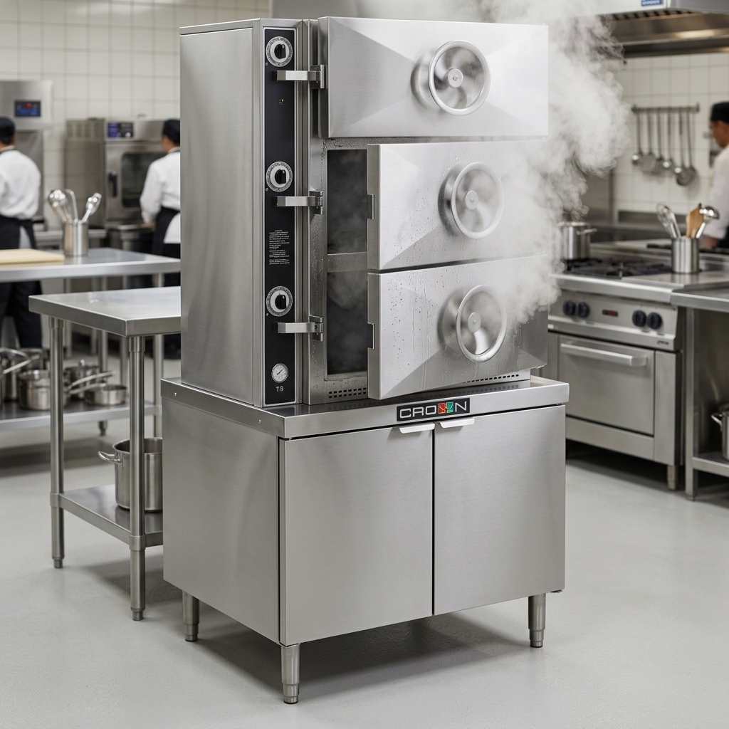 Experience the continuous and efficient steam delivery for consistent cooking results with the Crown DC-2 steamer's direct steam operation.