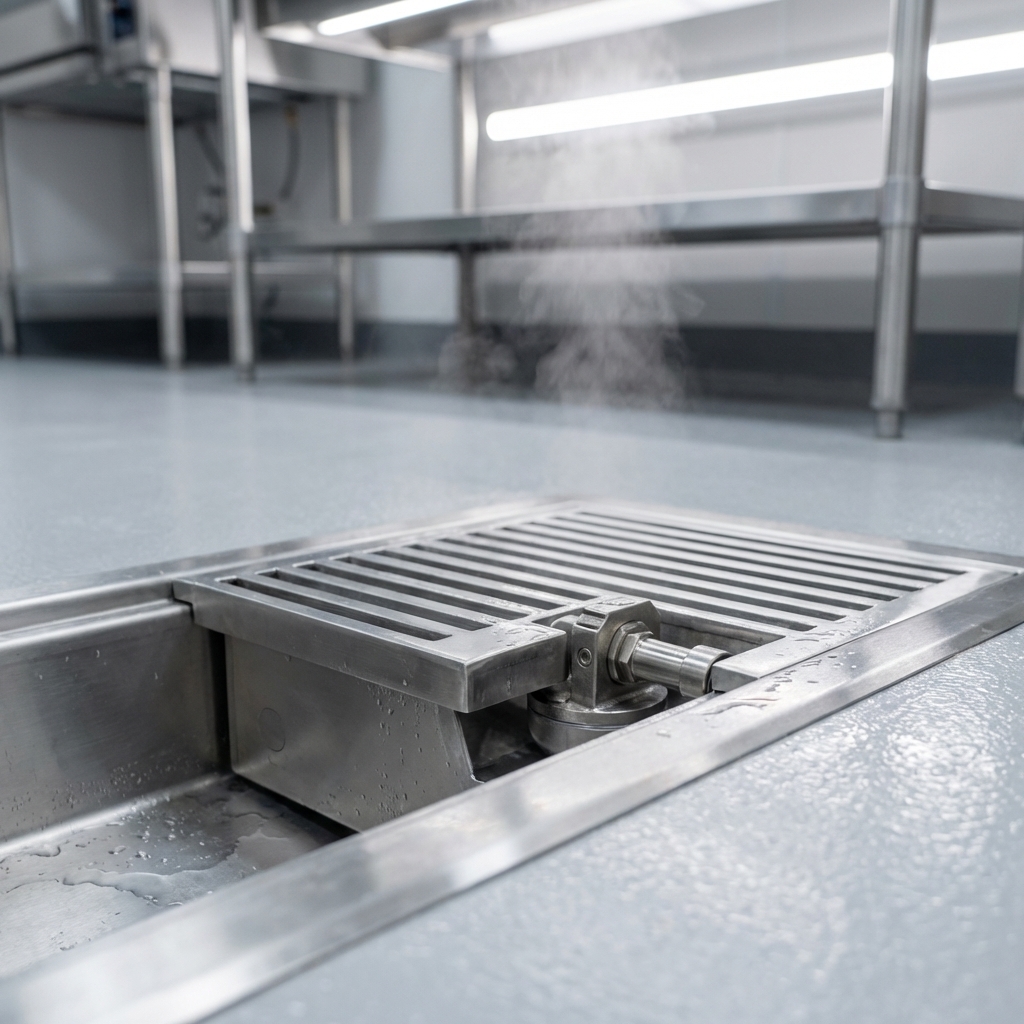 Observe the Cool Trough's integral mechanical temperature sensor, which automatically tempers hot drain water without the need for an electrical connection.