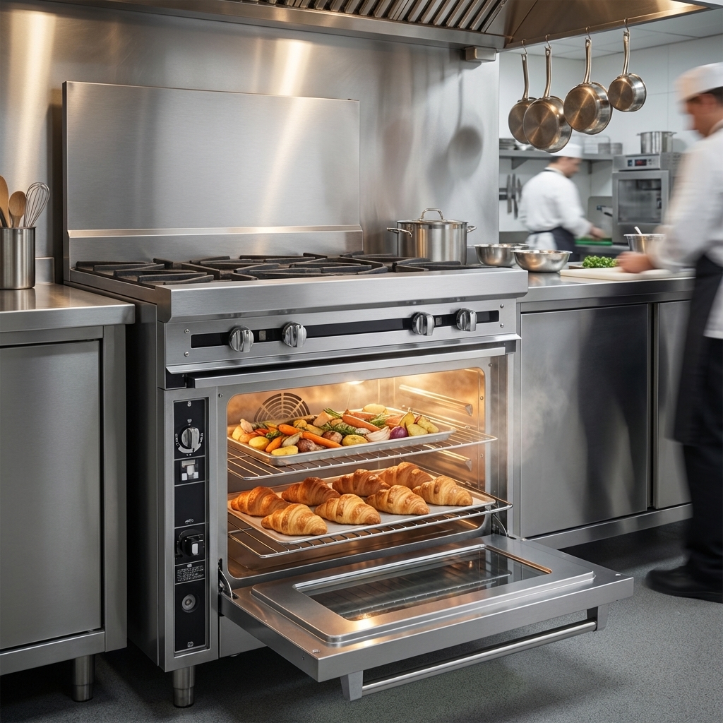 Showcasing its powerful convection oven base, this range ensures consistent and even heat distribution for all your baking and roasting needs.