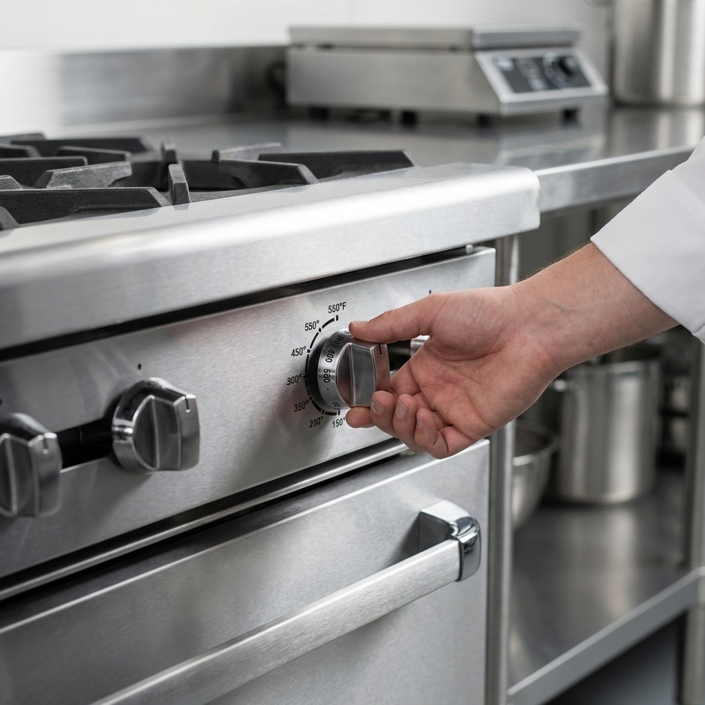 Effortlessly set precise oven temperatures with the durable thermostatic control, designed for consistent performance and longevity.