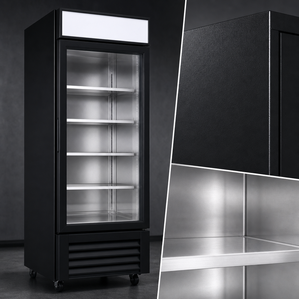 Black Steel Exterior with Stainless Steel Interior