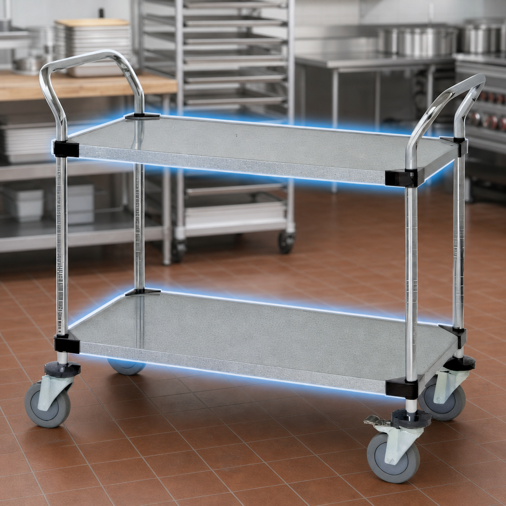Two Galvanized Solid Shelves