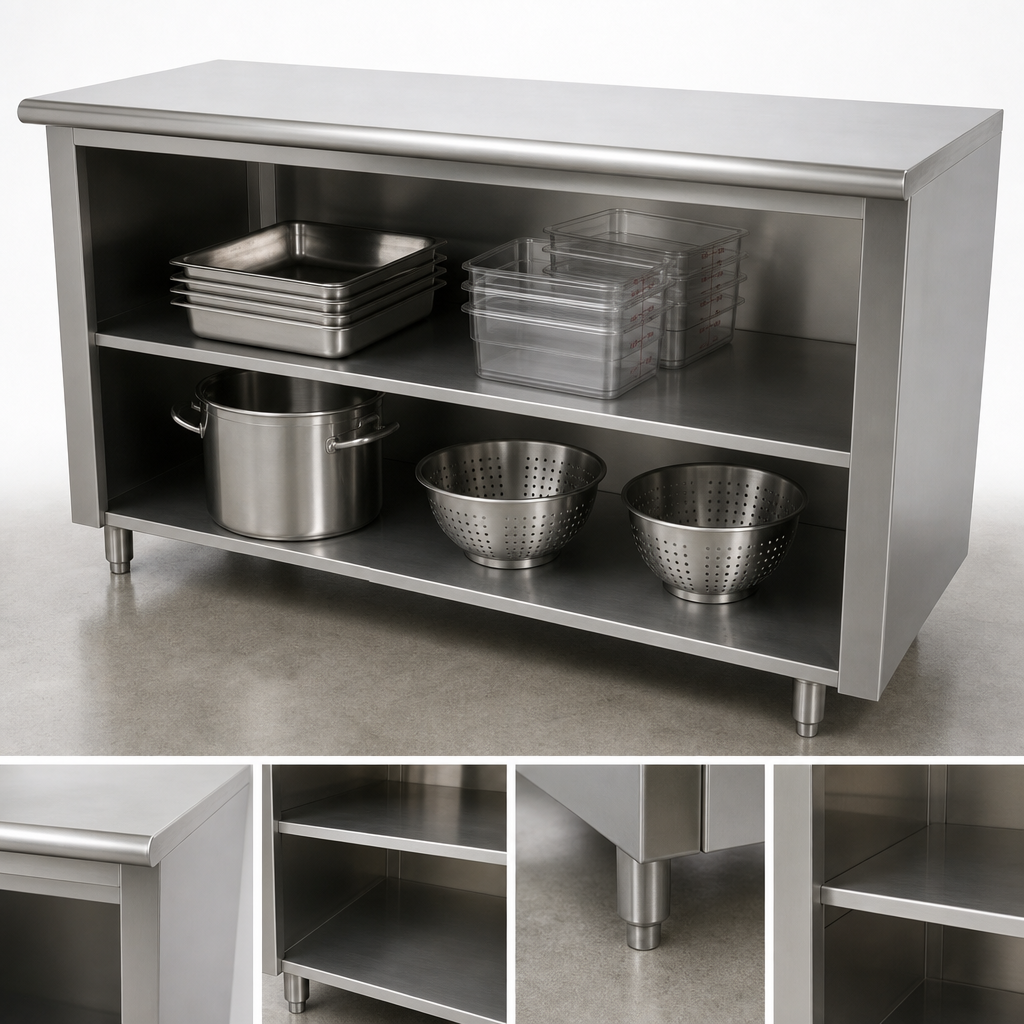 Open Front Cabinet Base With Mid-Shelf