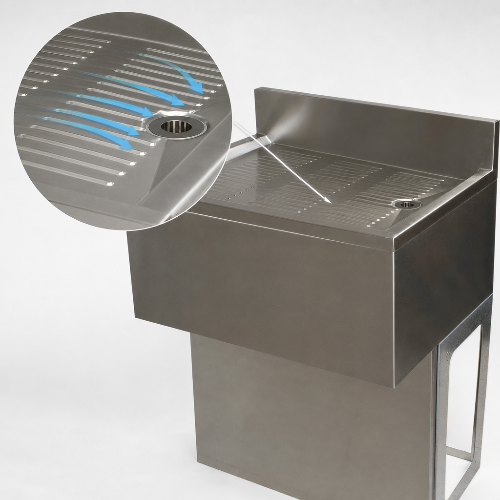 Stamped and Pitched Drainboard