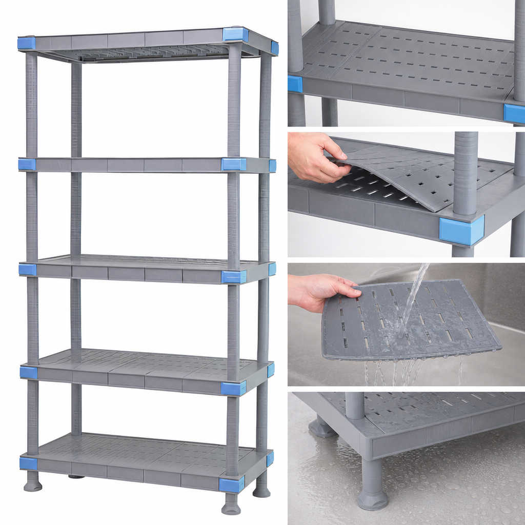 Five Solid Shelves with Removable Mats