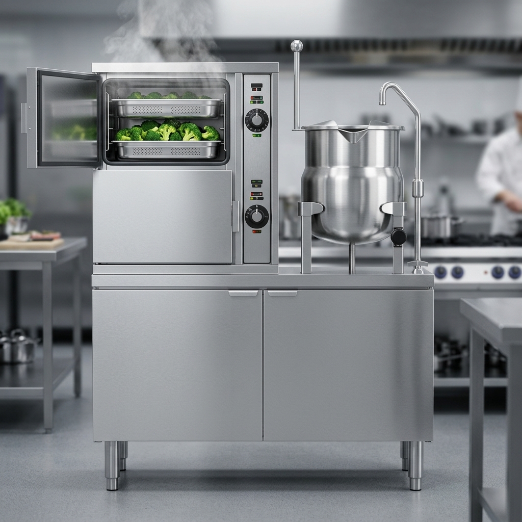 Experience high-volume efficiency with this steamer's two compartments, designed for simultaneously cooking multiple dishes with ease.
