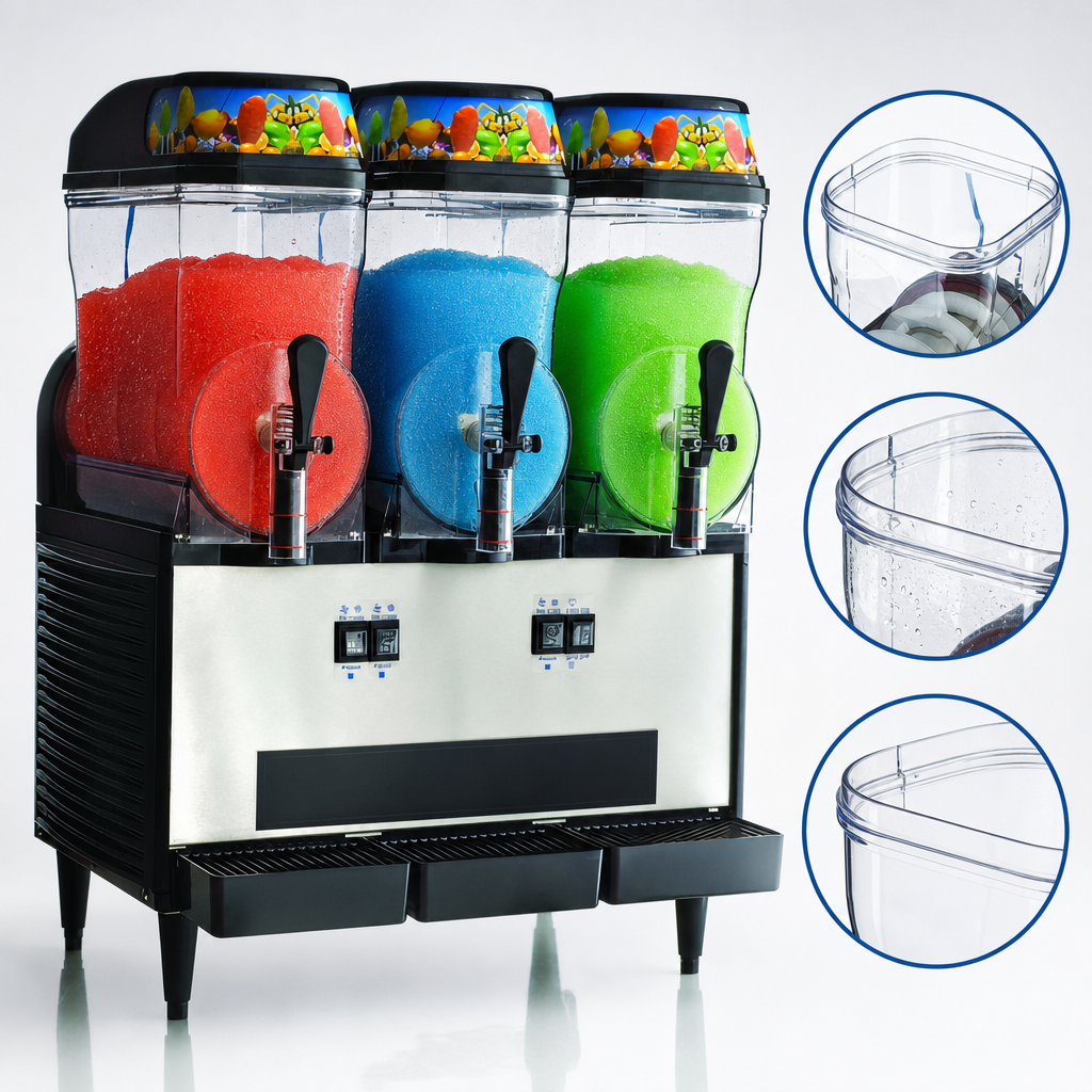 Three Clear Polycarbonate Containers