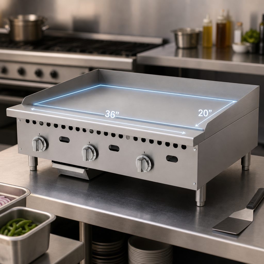 36 x 20 Inch Smooth Steel Cooking Surface