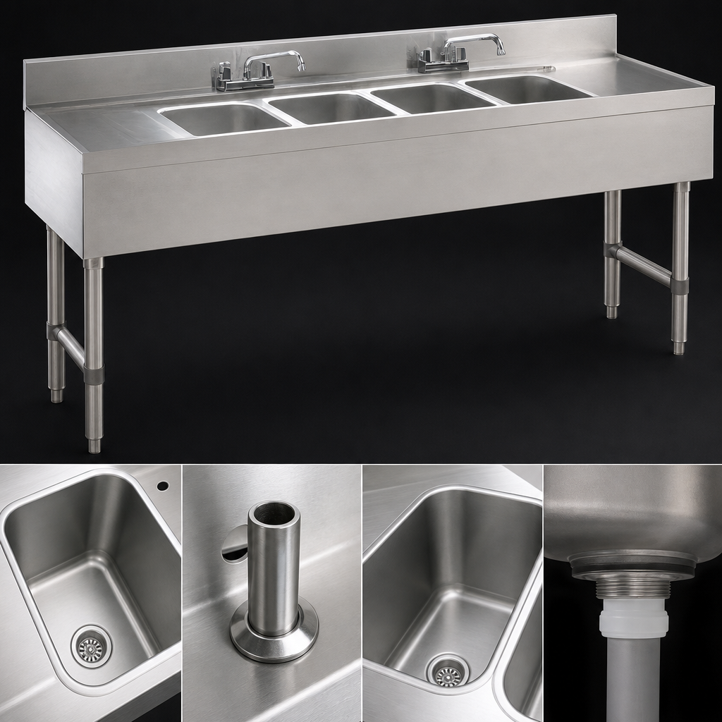 Four Deep-Drawn Sink Bowls