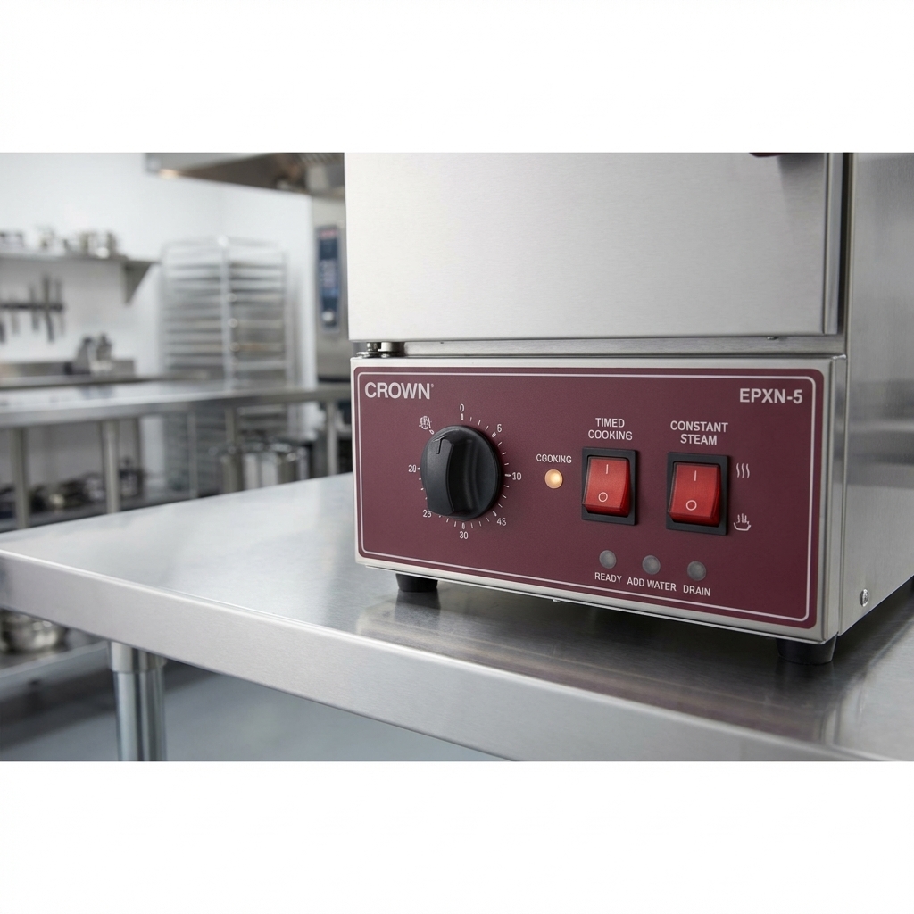 Experience effortless operation with the steamer's intuitive electromechanical controls and clear status indicator lights.