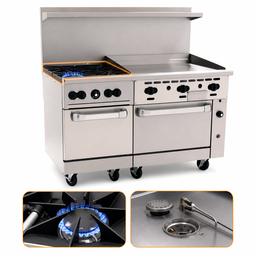 Four 30,000 BTU Open Burners