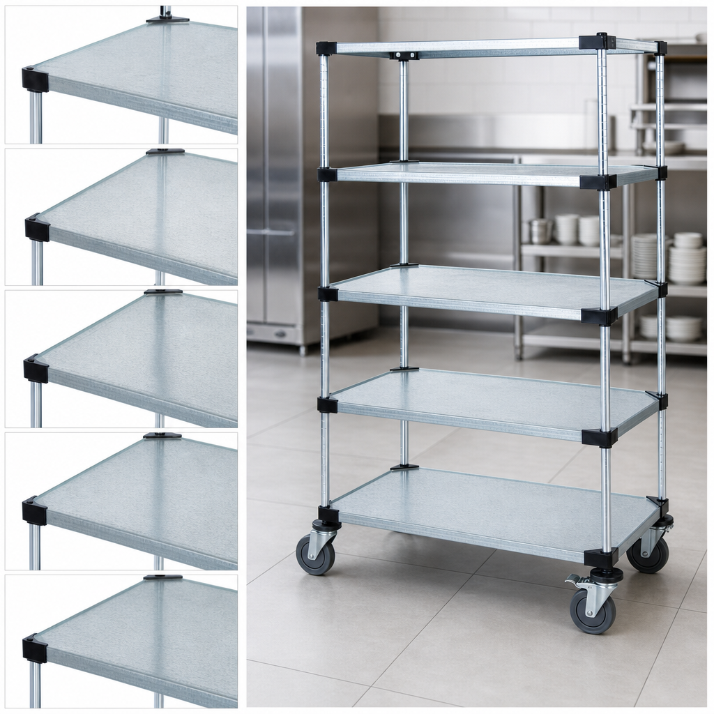 Five Solid Galvanized Steel Shelves
