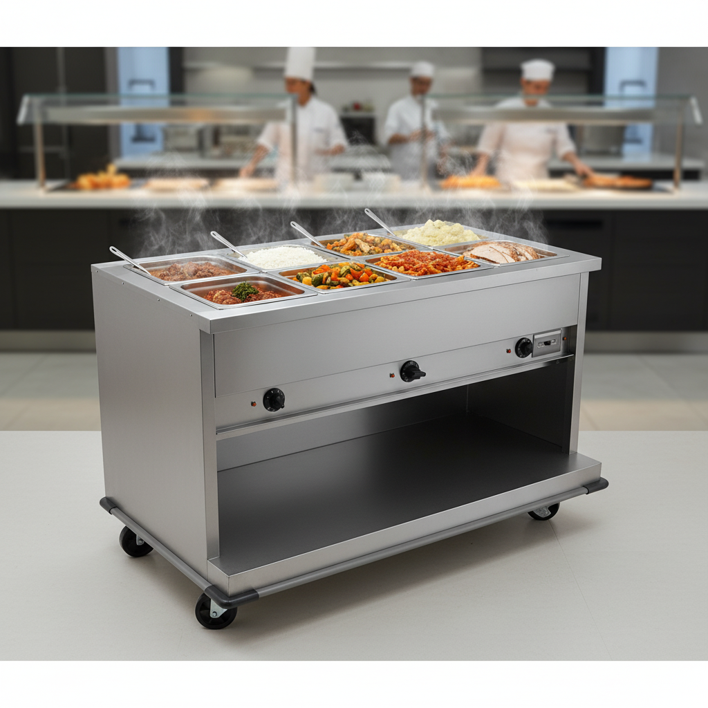 Serve an impressive array of hot dishes simultaneously with this portable hot food table's six full-size wells.