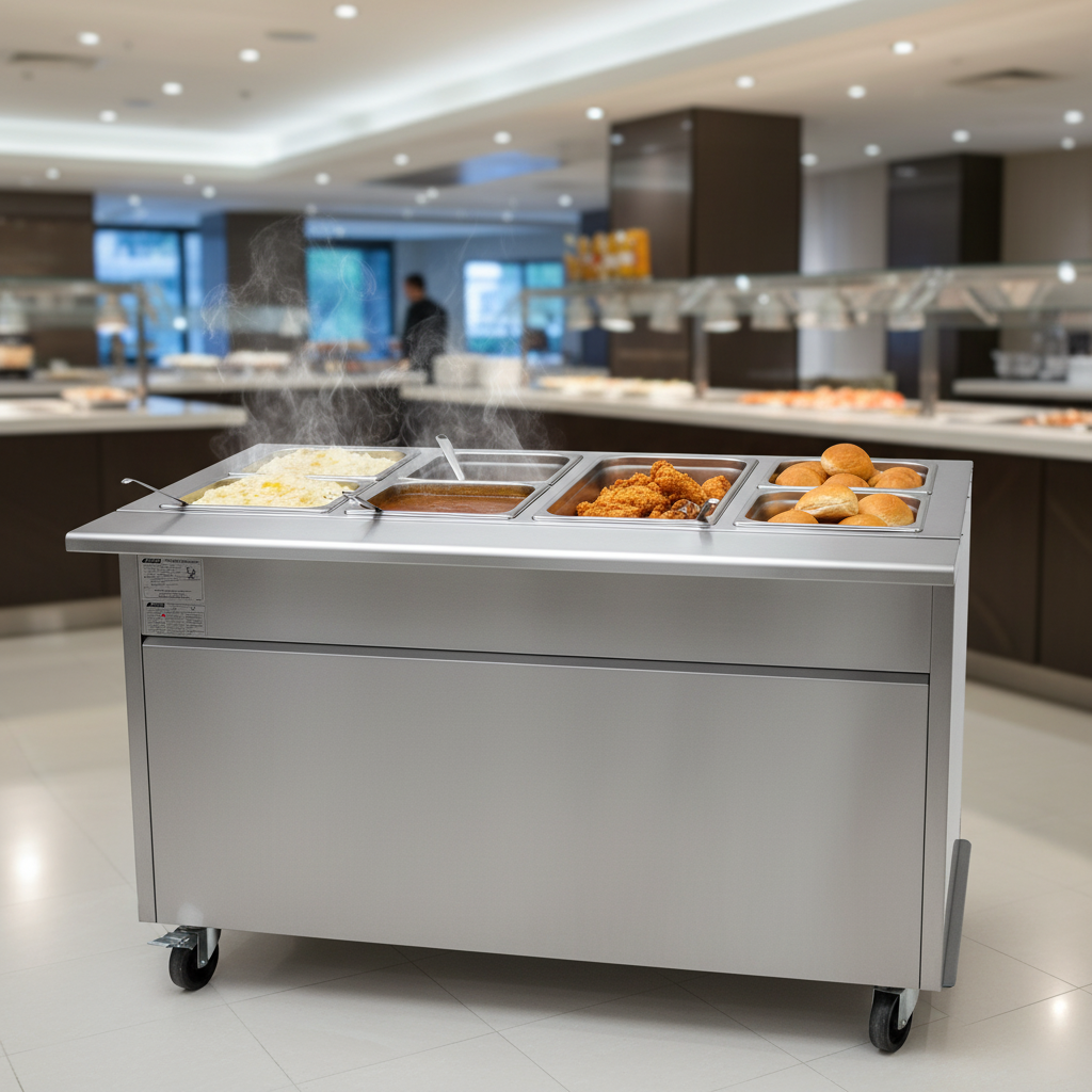 This image highlights the Spec-Master 6-Well Hot Food Table's flexible wet and dry operation, perfect for diverse food holding requirements.