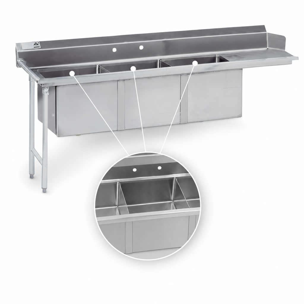 Three Fabricated Sink Compartments