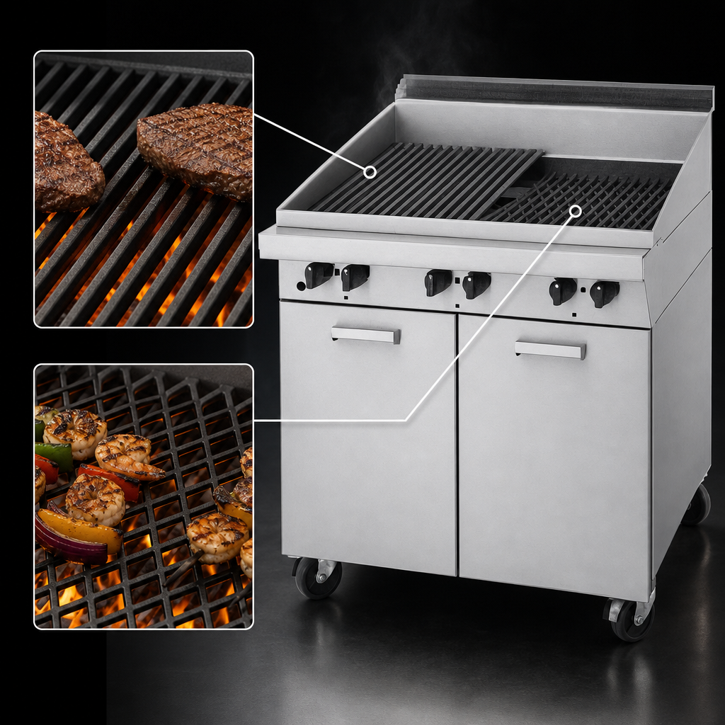 Dual-Sided Cast Iron Broiler Grates