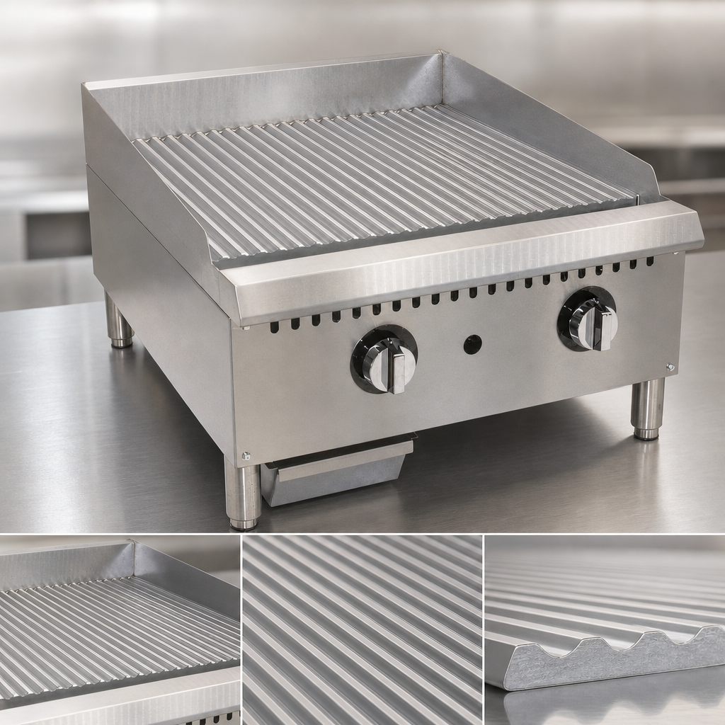 Grooved Polished Steel Griddle Plate