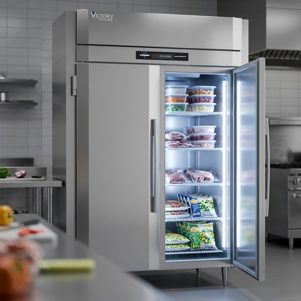 Experience optimal visibility and easy inventory management with the brilliant LED lighting inside this two-section reach-in freezer.
