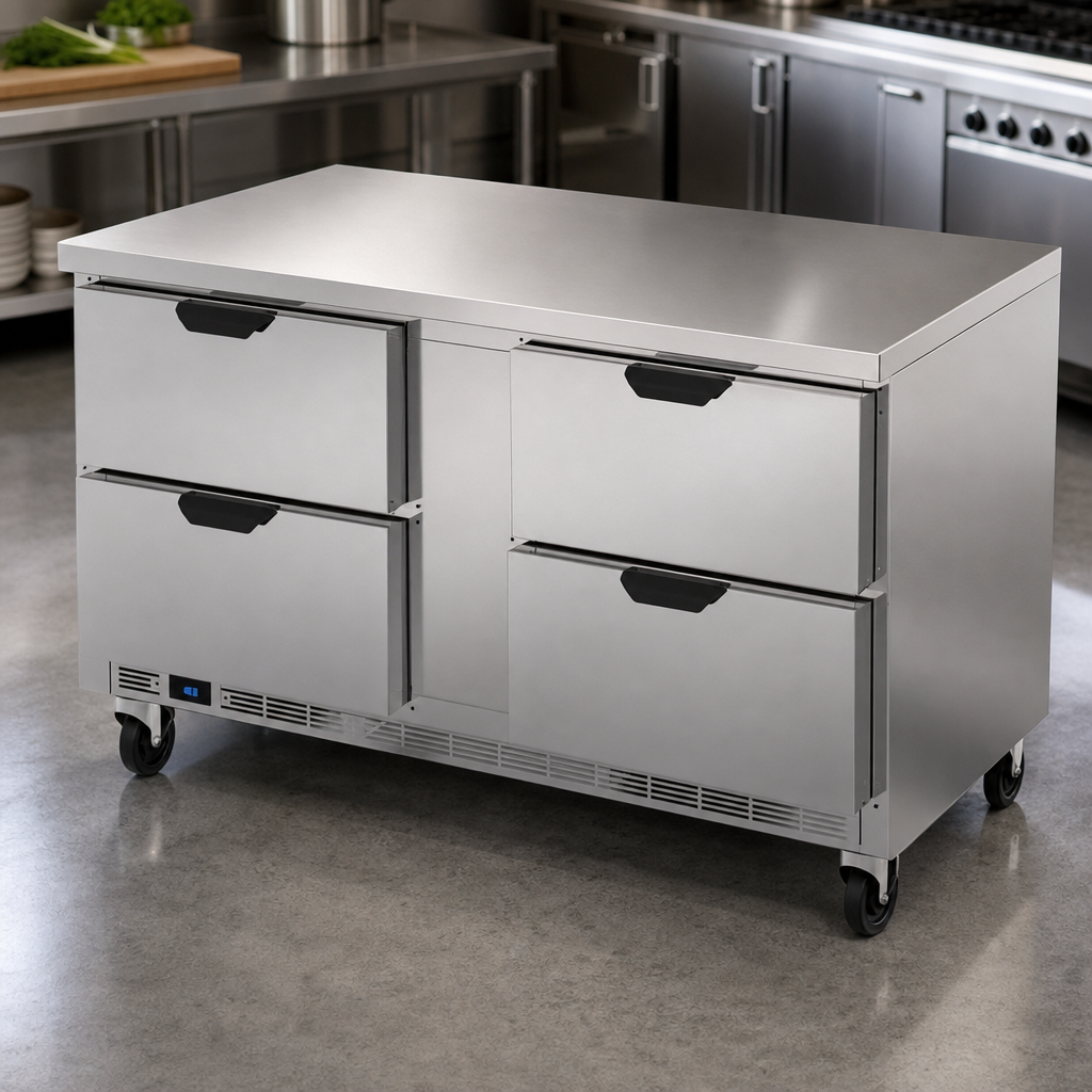 Stainless Steel Exterior and Flat Worktop
