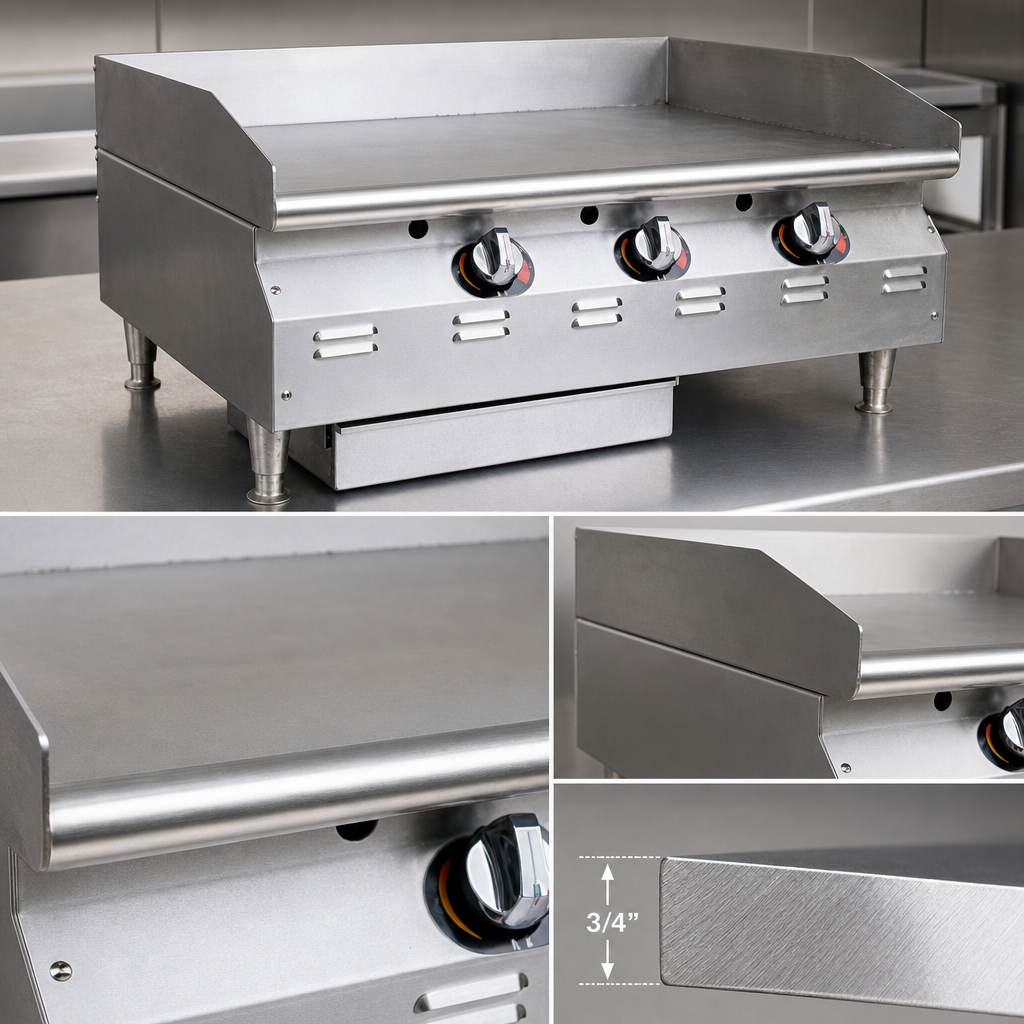 3/4 Inch Polished Steel Griddle Plate