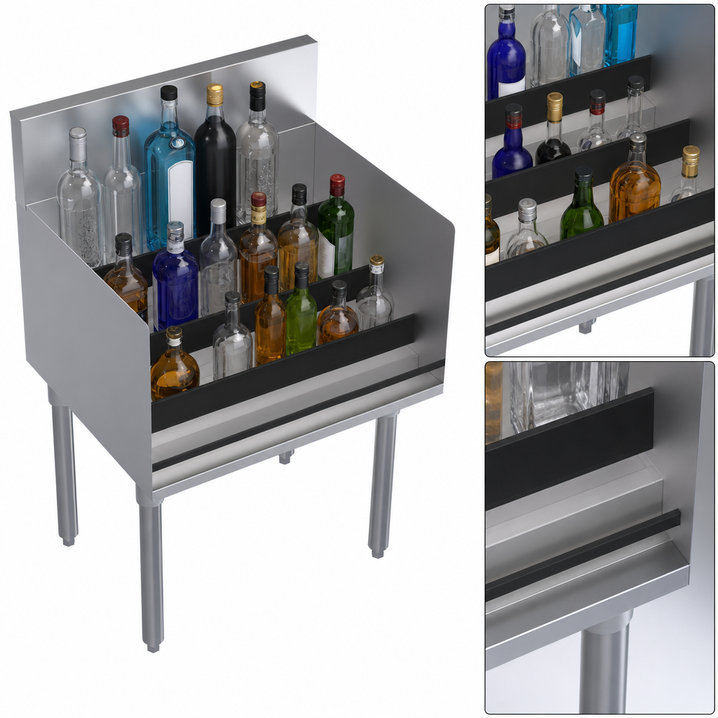 Three Bottle Steps with Guard Rails