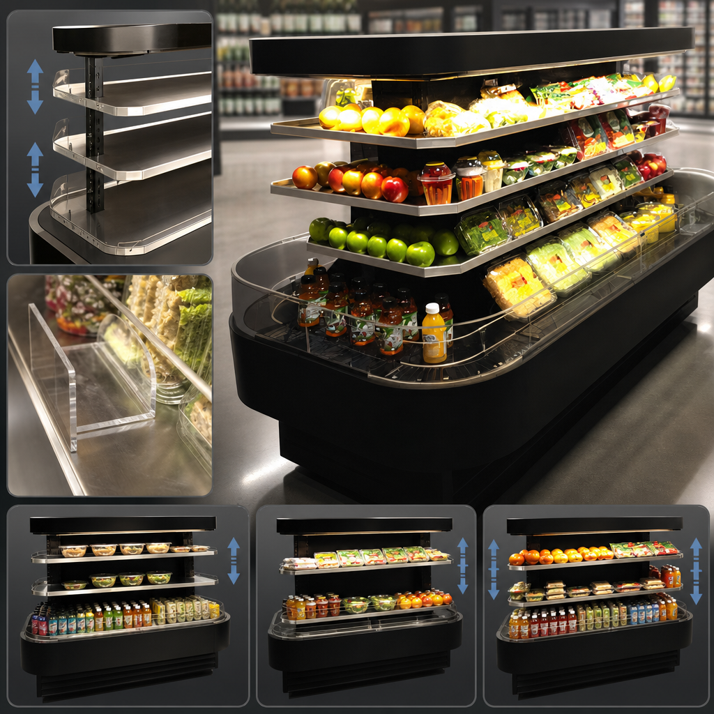 Three Adjustable Stainless Steel Shelves