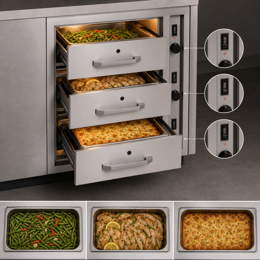 Three Independent Warming Drawers