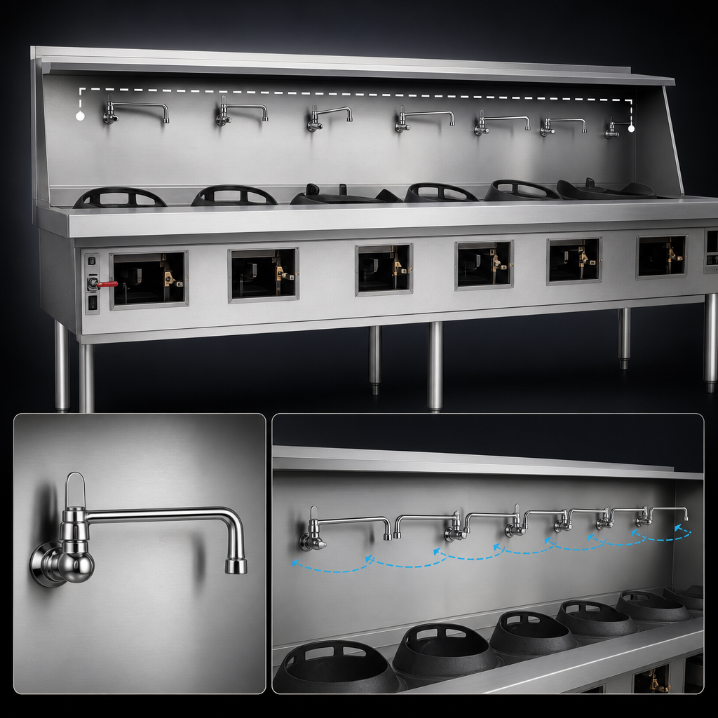 Six Swing Faucets