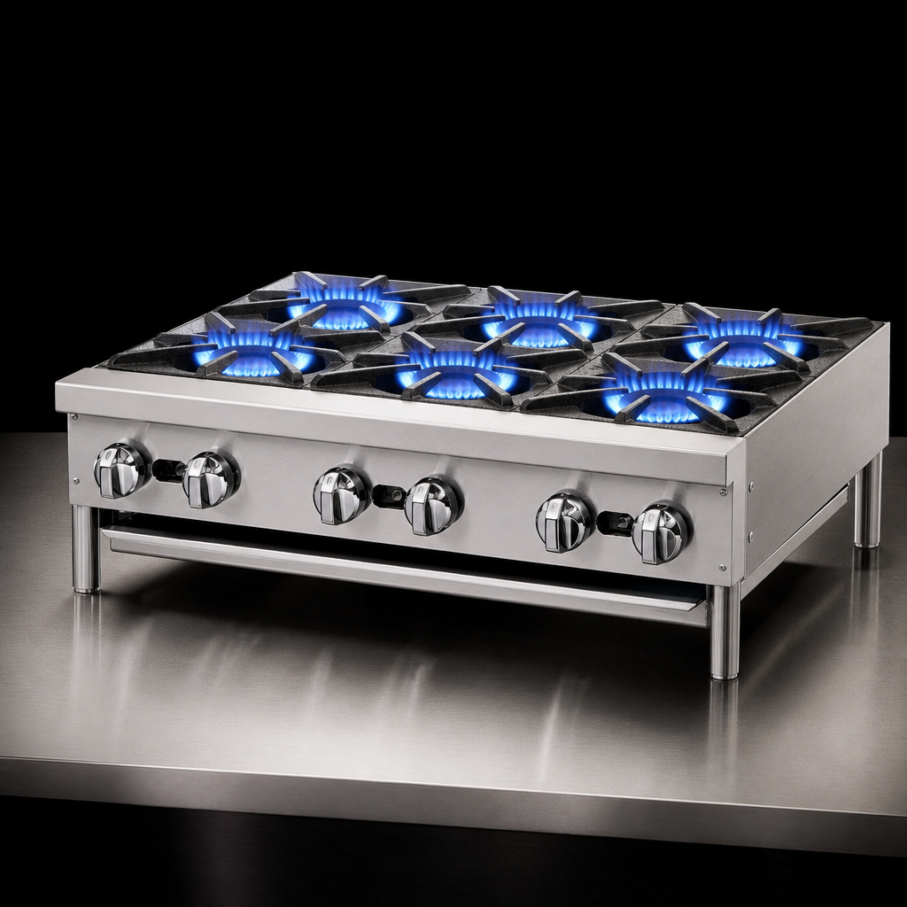 Six High-Output Open Burners
