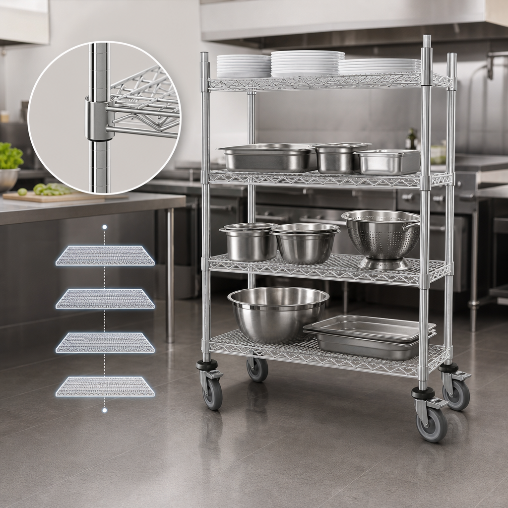 Four Chrome Wire Shelves