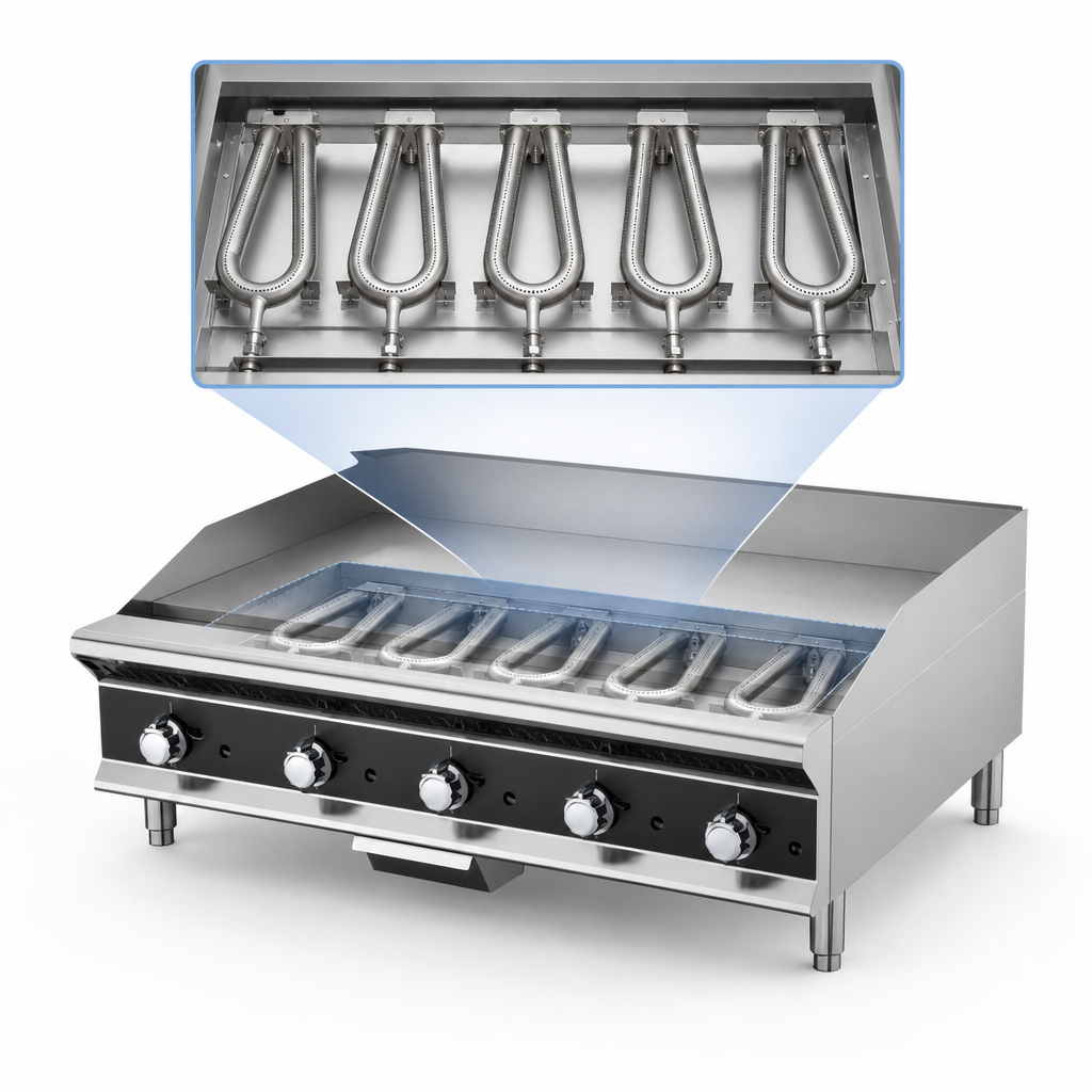 Five 28,000 BTU Burners