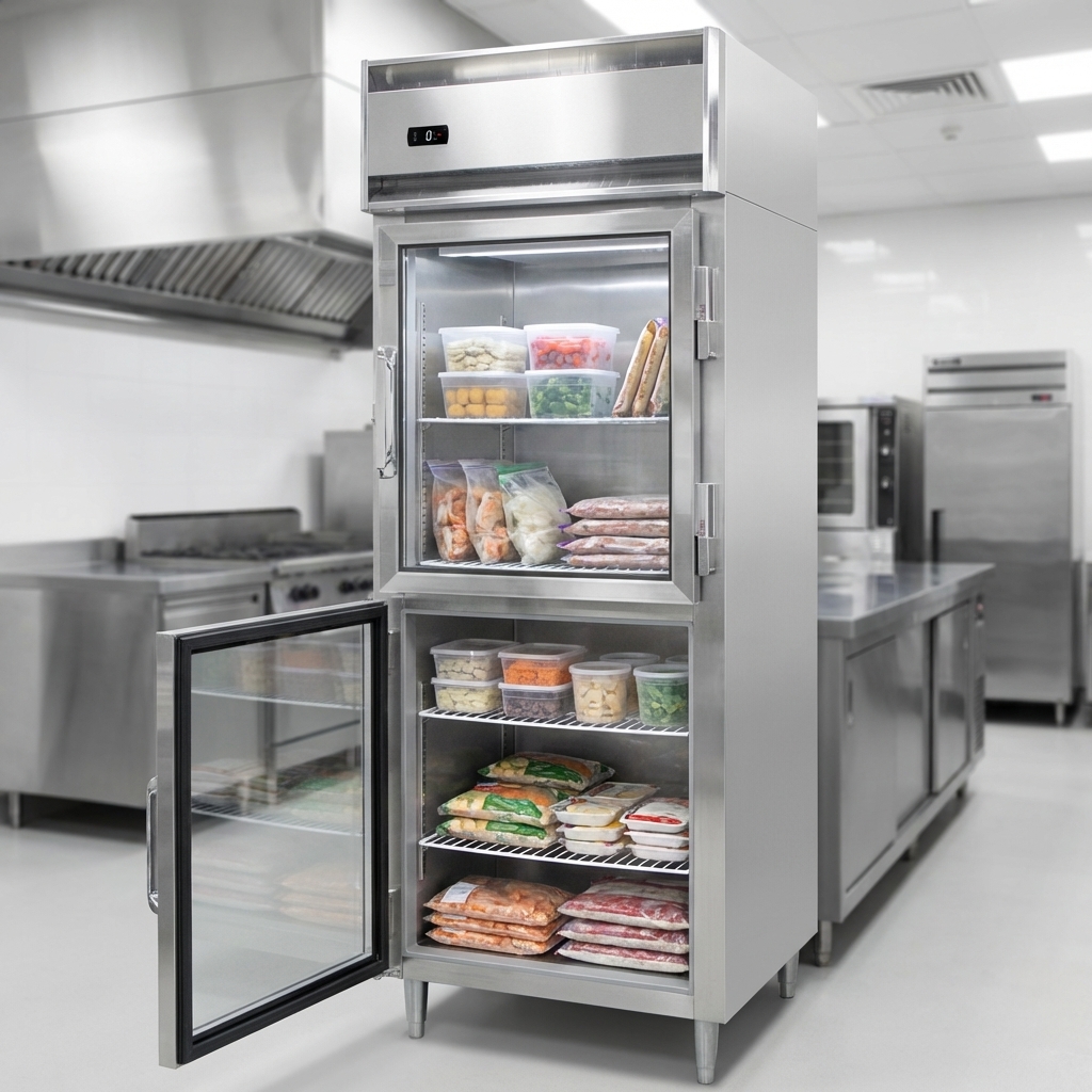 This wide one-section reach-in freezer offers an expansive, single storage compartment for superior organization in any commercial kitchen.