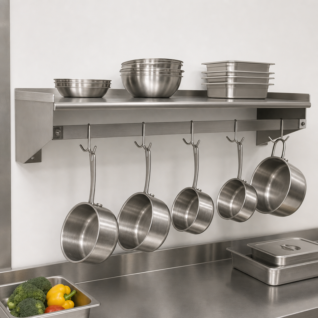 Wall-Mounted Shelf with Pot Rack