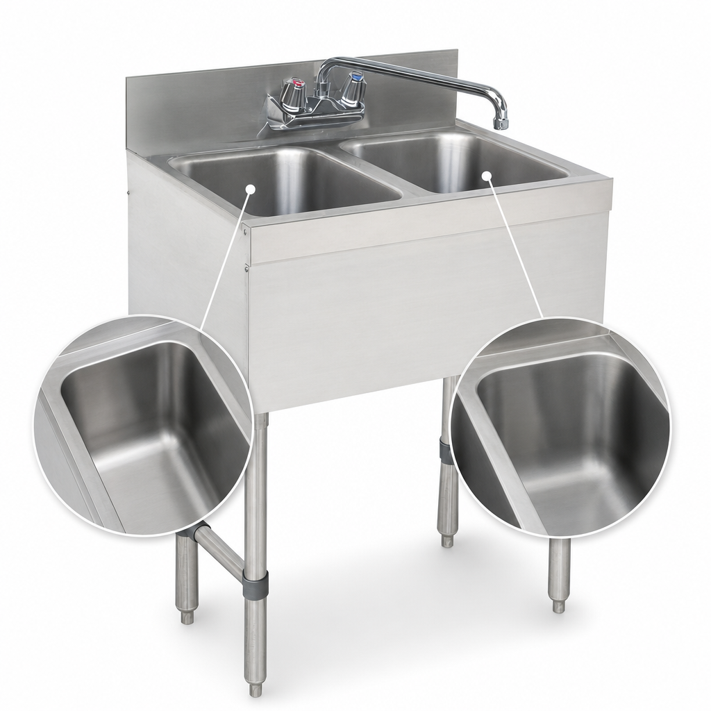 Two Deep Drawn Sink Bowls