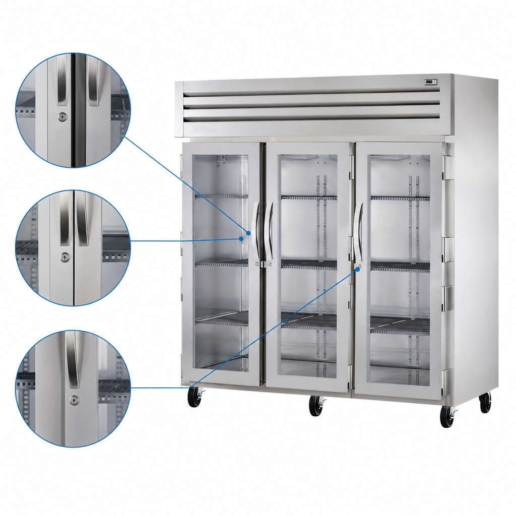Three Locking Glass Doors