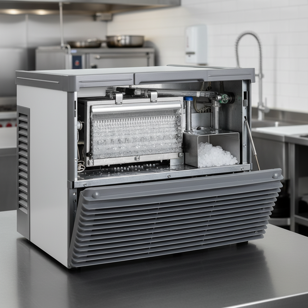 This image highlights the chewblet ice machine's pristine internal components, demonstrating its innovative scale-inhibiting design for exceptional cleanliness.